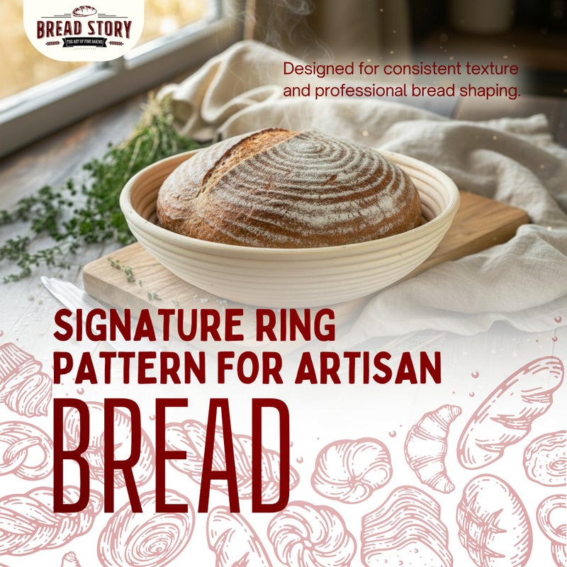 Bread Story Round Banneton Bread Proofing Basket Set â€“ Handmade Rattan Brotform Dough Bowl with Cloth Liner, Sourdough Tools & Baking Supplies for Home Bakers â€“ Baking Kit, 10 Inch - Image 3